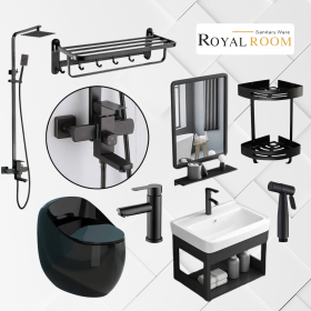 Combo 15 Thiết Bị Vệ Sinh Màu Đen RoyalRoom – Sang Trọng, Hiện Đại Cho Phòng Tắm Đẳng Cấp