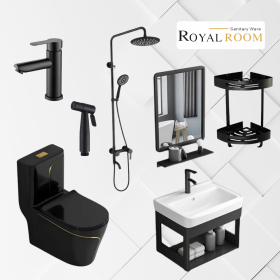 Combo 4 Thiết Bị Vệ Sinh RoyalRoom – Tông Đen Sang Trọng, Đẳng Cấp Cho Phòng Tắm