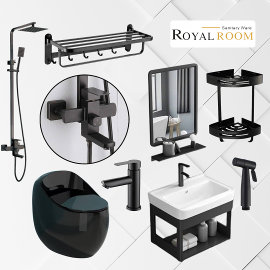 Combo 15 Thiết Bị Vệ Sinh Màu Đen RoyalRoom – Sang Trọng, Hiện Đại Cho Phòng Tắm Đẳng Cấp