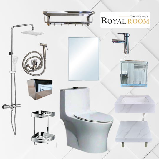 Combo 17 Thiết Bị Vệ Sinh RoyalRoom Màu Trắng – Inox 304 Cao Cấp, Sang Trọng & Hiện Đại